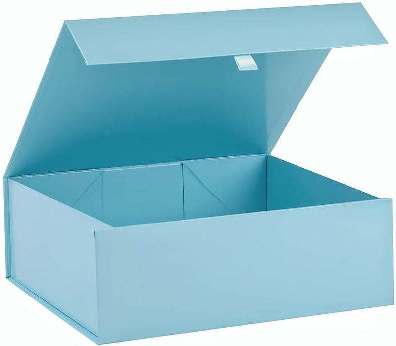 PLINJOY Large Gift Box 13.5x11.8x4.7 Inches, Blue Gift Boxes for Presents with Magnetic Closure Lid, Luxury Gift Box Rectangle Collapsible Boxes for Gift Packaging - Image 1